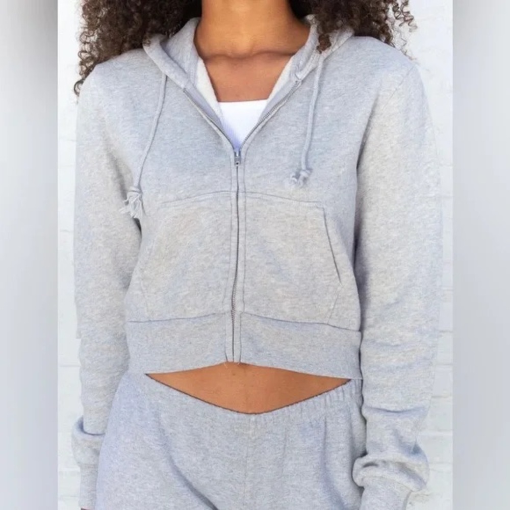 Brandy Melville Gray Cropped Hoodie